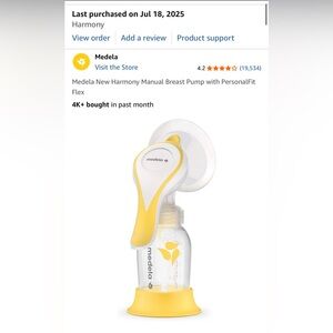 NEW Medela New Harmony Manual Breast Pump with PersonalFit Flex